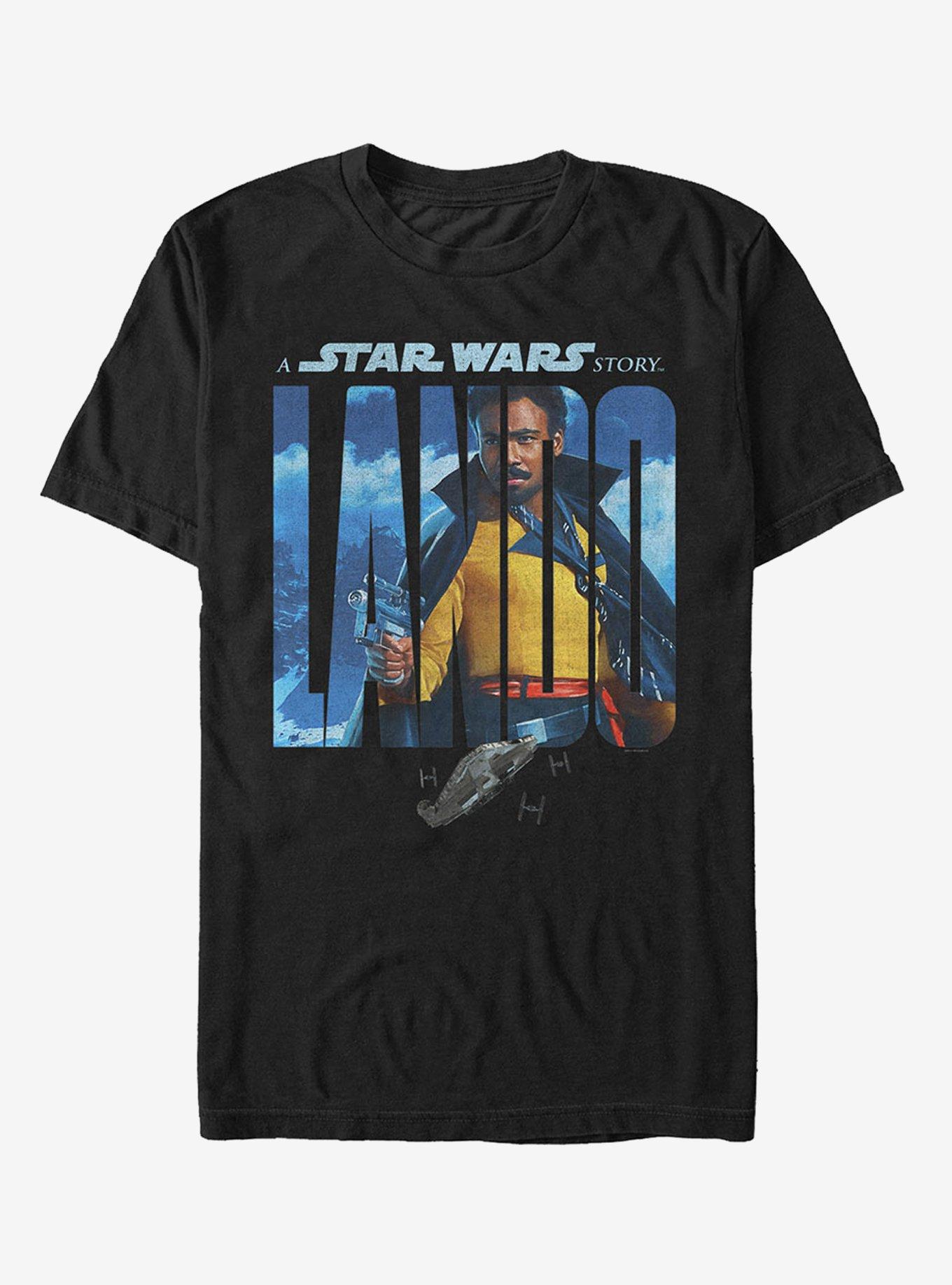 Star Wars Solo A Star Wars Story Lando Name Movie Poster T-Shirt, BLACK, hi-res