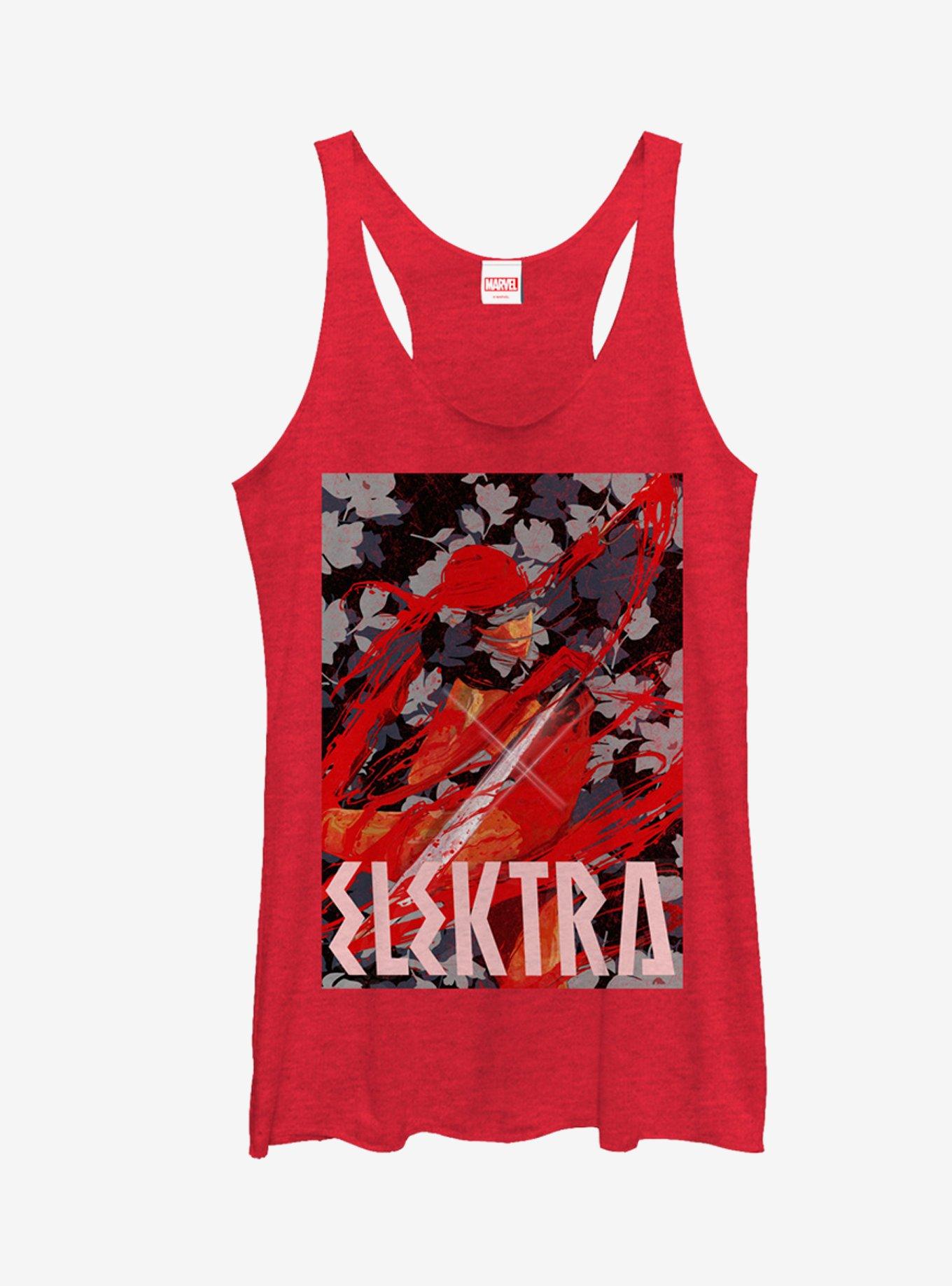 Marvel Elektra Sword Swipe Girls Tanks, RED HTR, hi-res