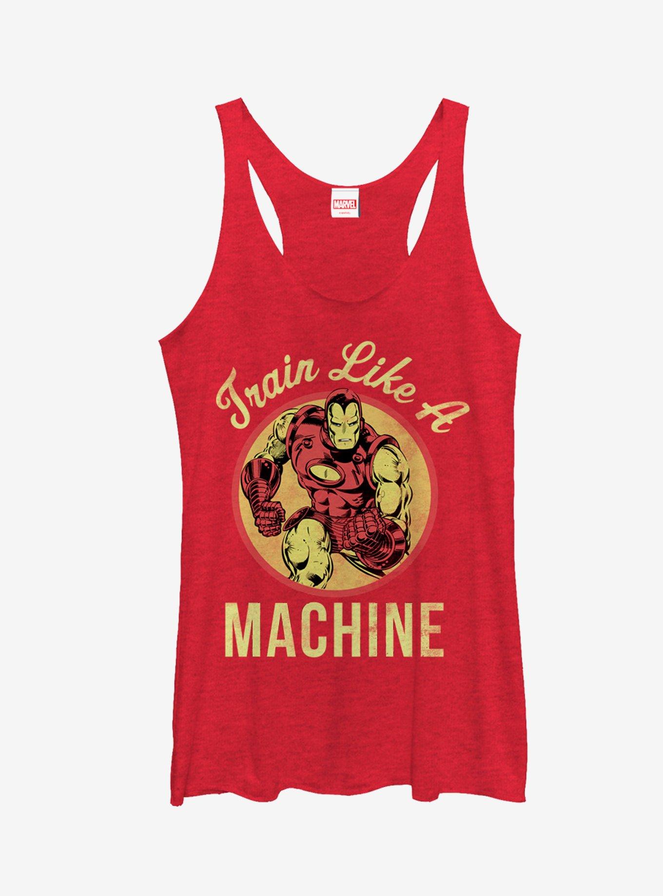 Marvel Iron Man Train Like a Machine Girls Tanks, RED HTR, hi-res