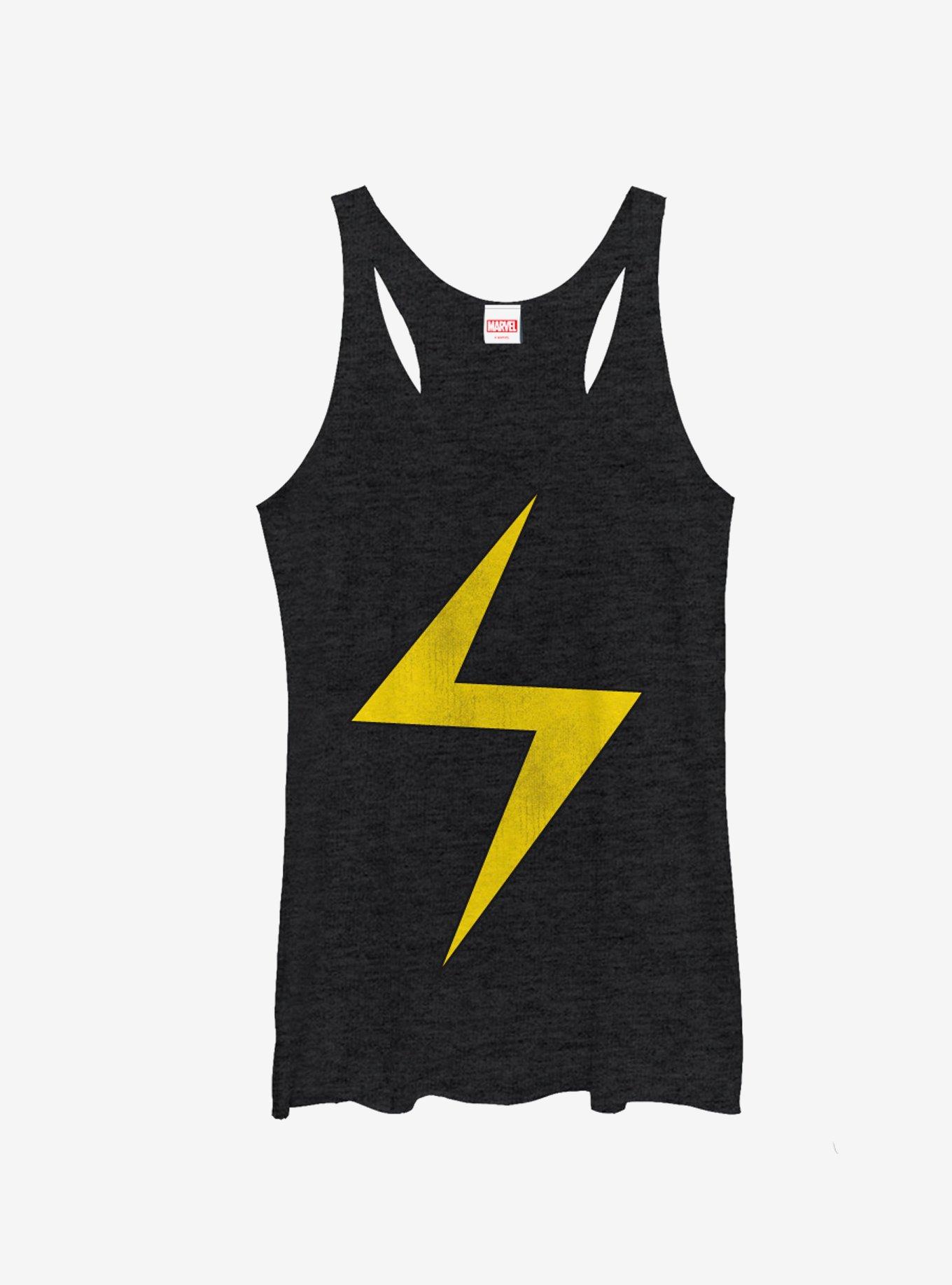 Marvel Lightning Bolt Ms. Marvel Girls Tanks, BLK HTR, hi-res