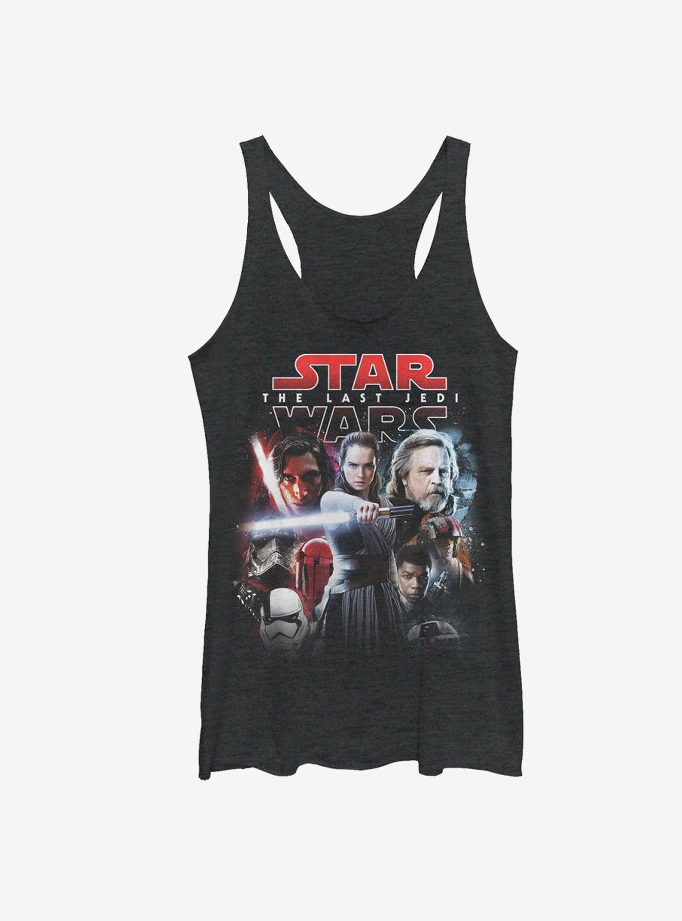 Star Wars Movie Poster Style Girls Tanks, BLK HTR, hi-res