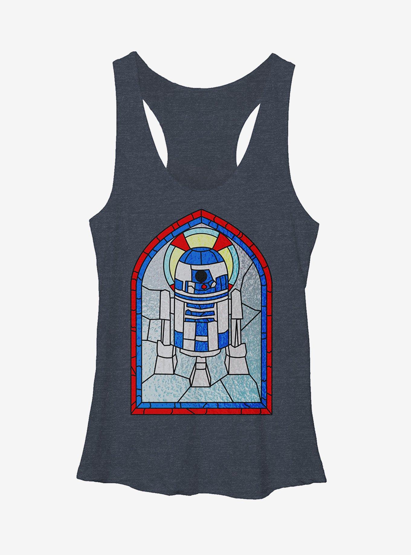 Star Wars R2D2 Stained Glass Girls Tanks, NAVY HTR, hi-res