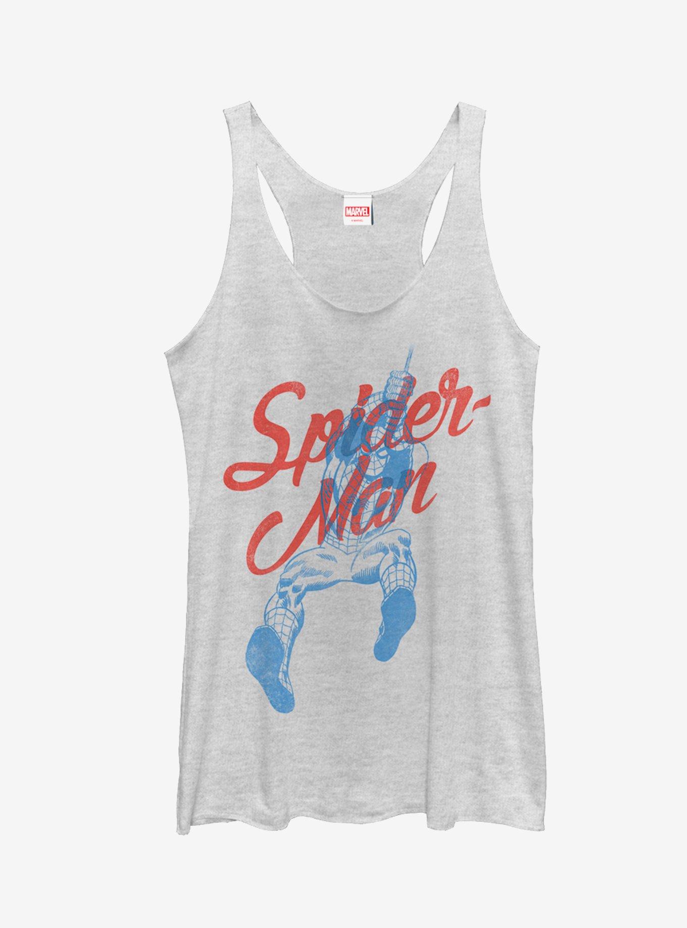 Marvel Spider-Man Cursive Girls Tanks, WHITE HTR, hi-res