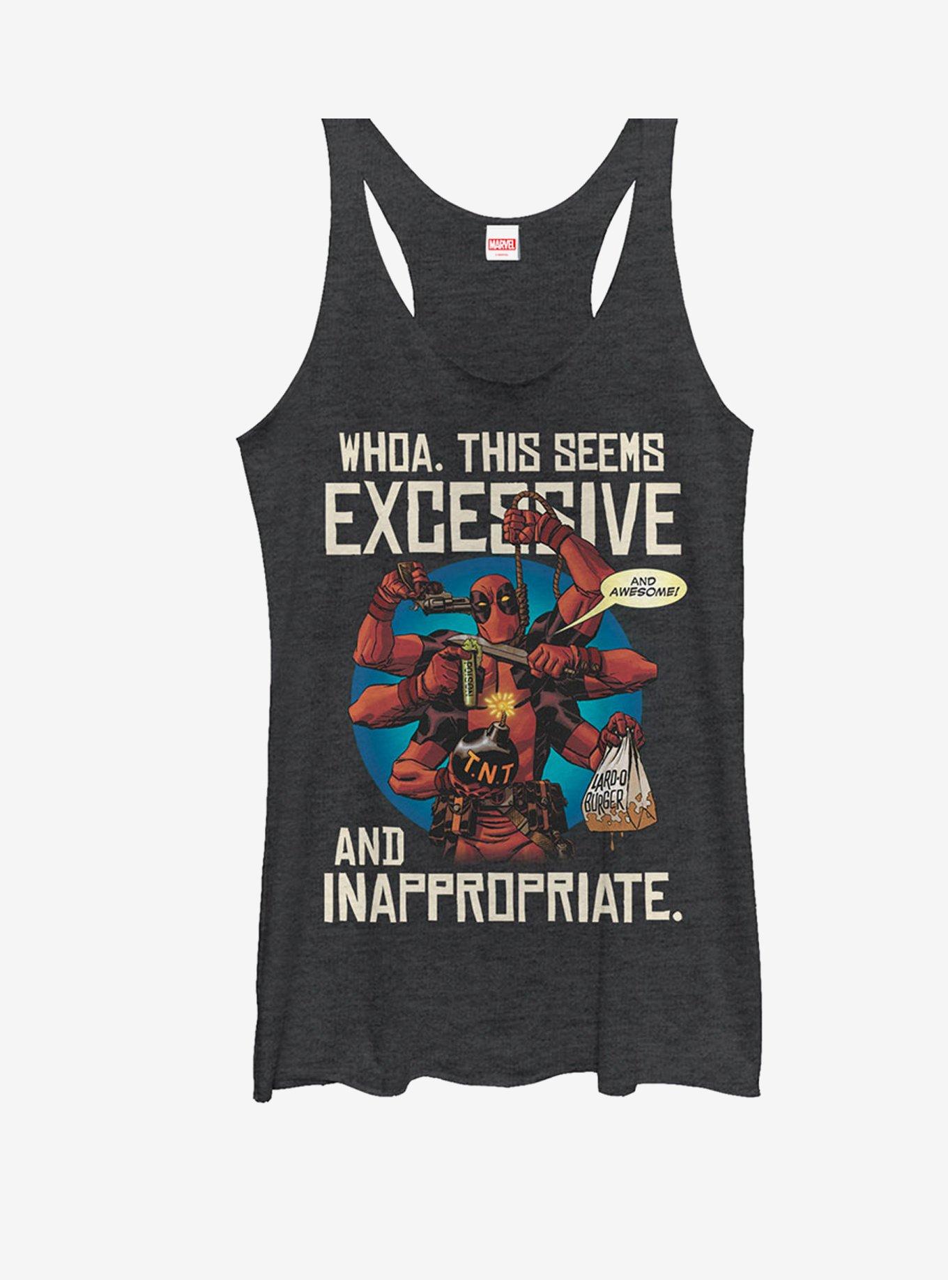 Marvel Deadpool Excessive Destructive Behavior Girls Tank, BLK HTR, hi-res