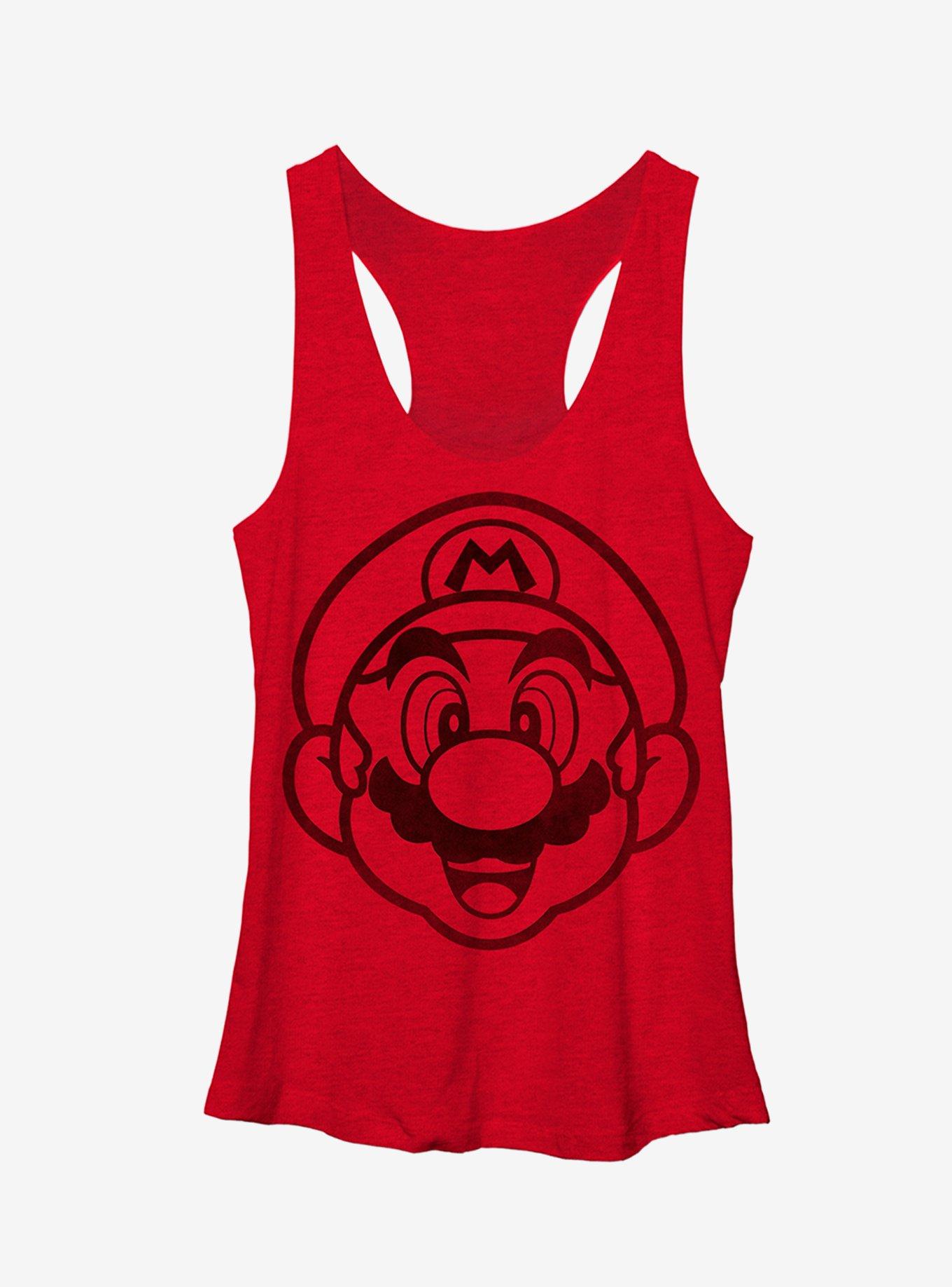 Super Mario Face Outline Girls Tank, RED HTR, hi-res