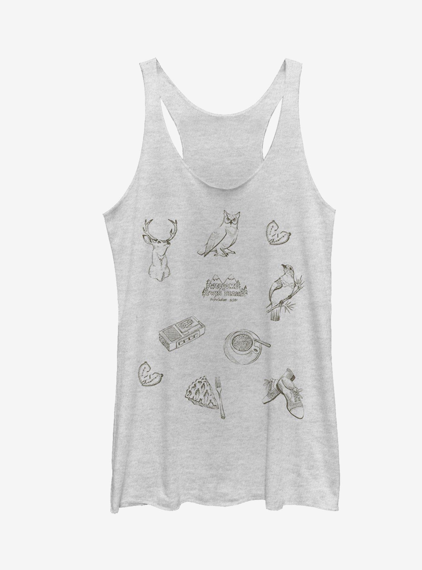 Twin Peaks Town Symbols Girls Tanks, WHITE HTR, hi-res