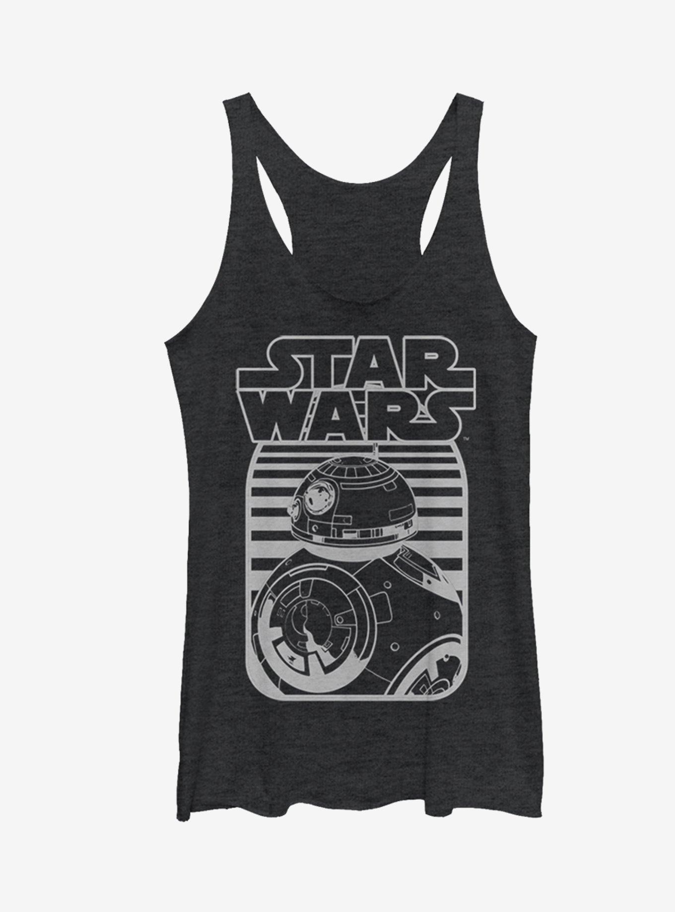 Star Wars BB-8 Stripe Logo Girls Tanks, BLK HTR, hi-res