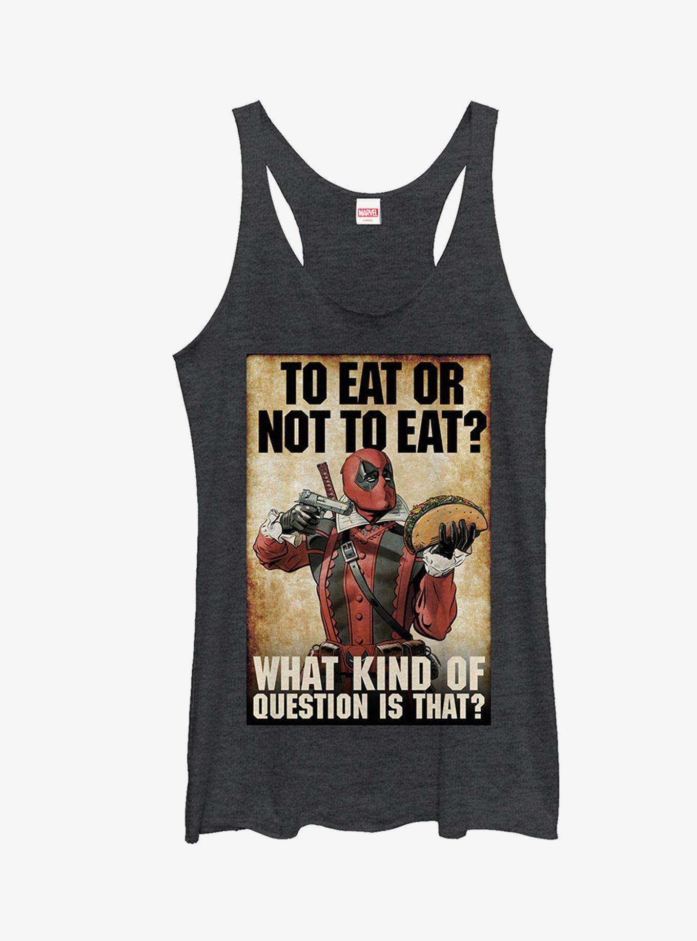 Marvel Deadpool To Eat Or Not To Eat Girls Tank, BLK HTR, hi-res