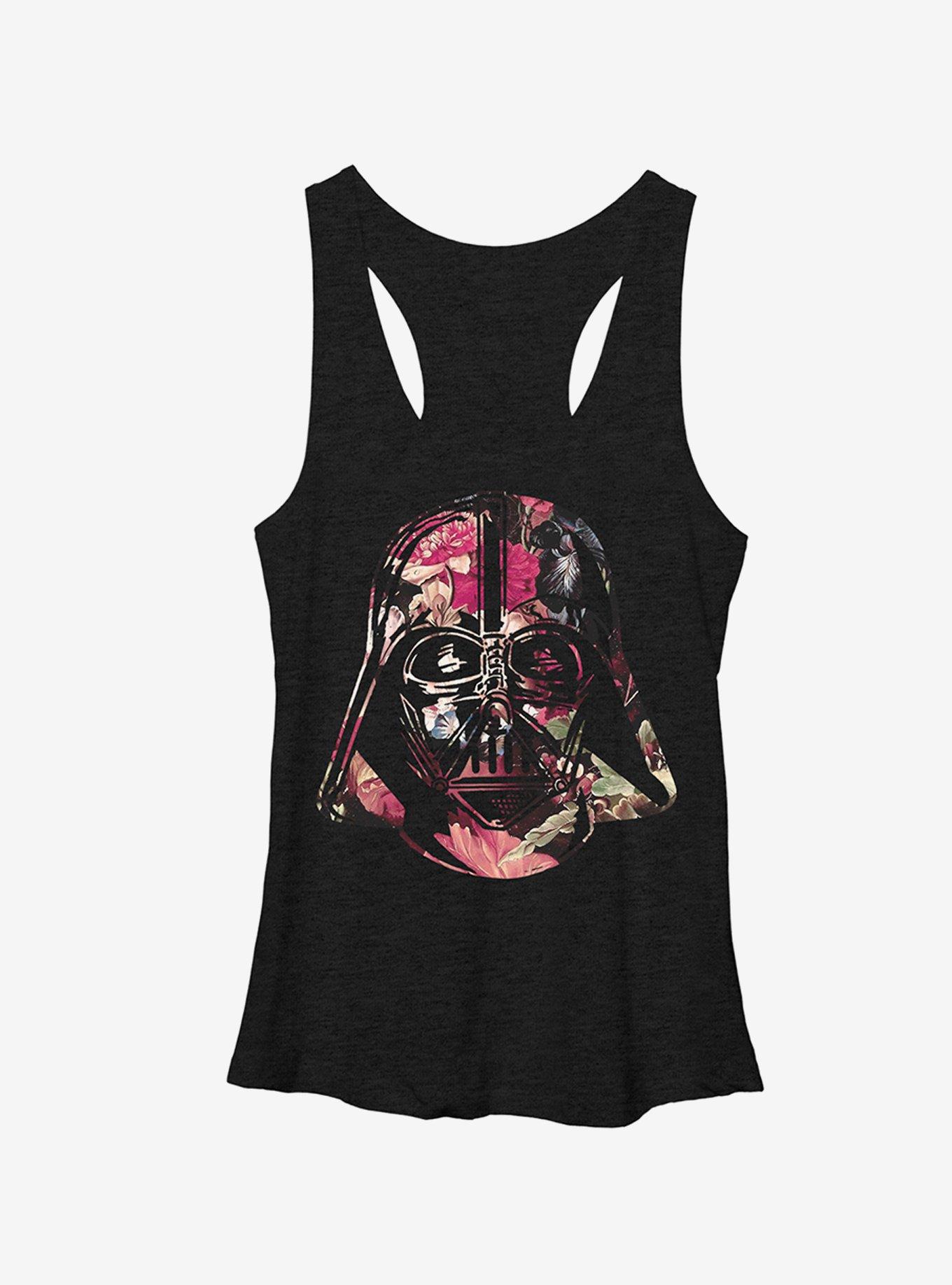 Star Wars Floral Print Vader Girls Tanks - BLACK | Hot Topic