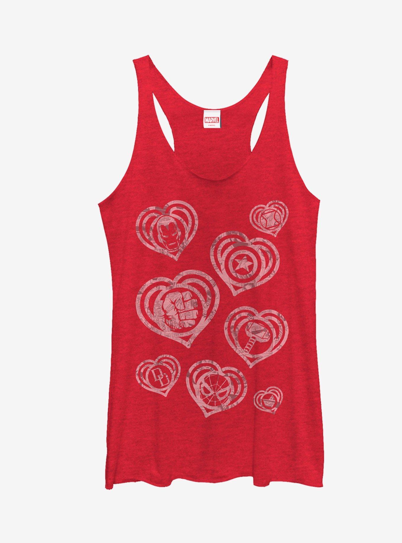 Marvel Hero Icon Hearts Girls Tanks, RED HTR, hi-res