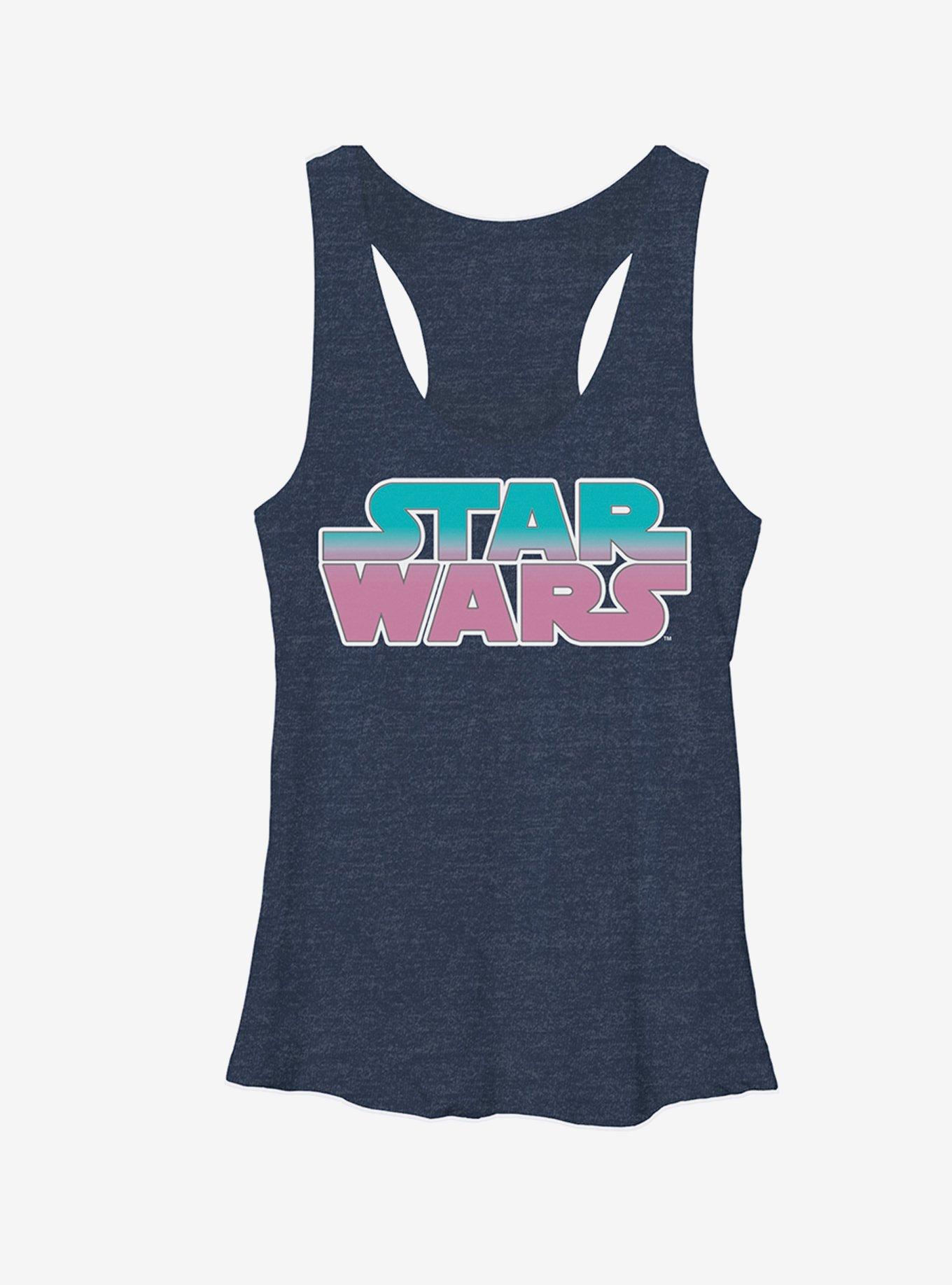 Star Wars Logo Girls Tanks, NAVY HTR, hi-res
