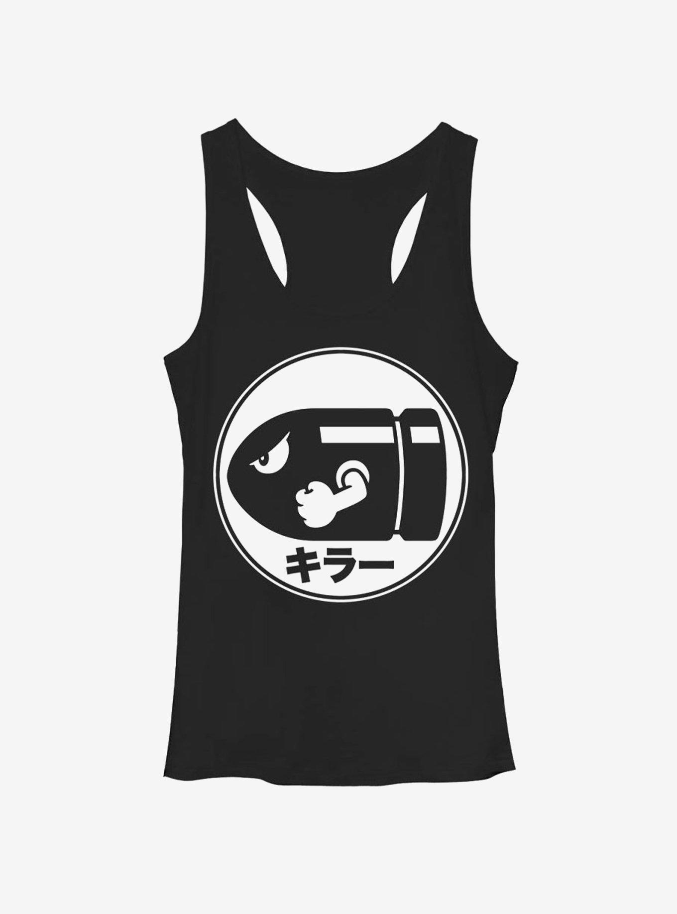 Super Mario Bullet Bill Japanese Text Girls Tank, BLK HTR, hi-res