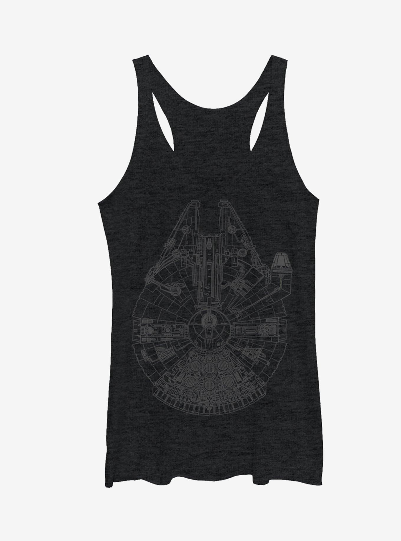 Star Wars Millennium Falcon Outline Girls Tanks - BLACK | Hot Topic