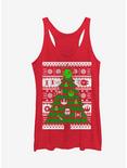 Star Wars Ugly Christmas Sweater Tree Girls Tanks, RED HTR, hi-res
