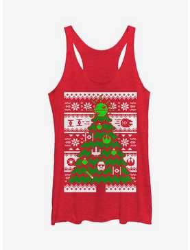 Star Wars Ugly Christmas Sweater Tree Girls Tanks, , hi-res