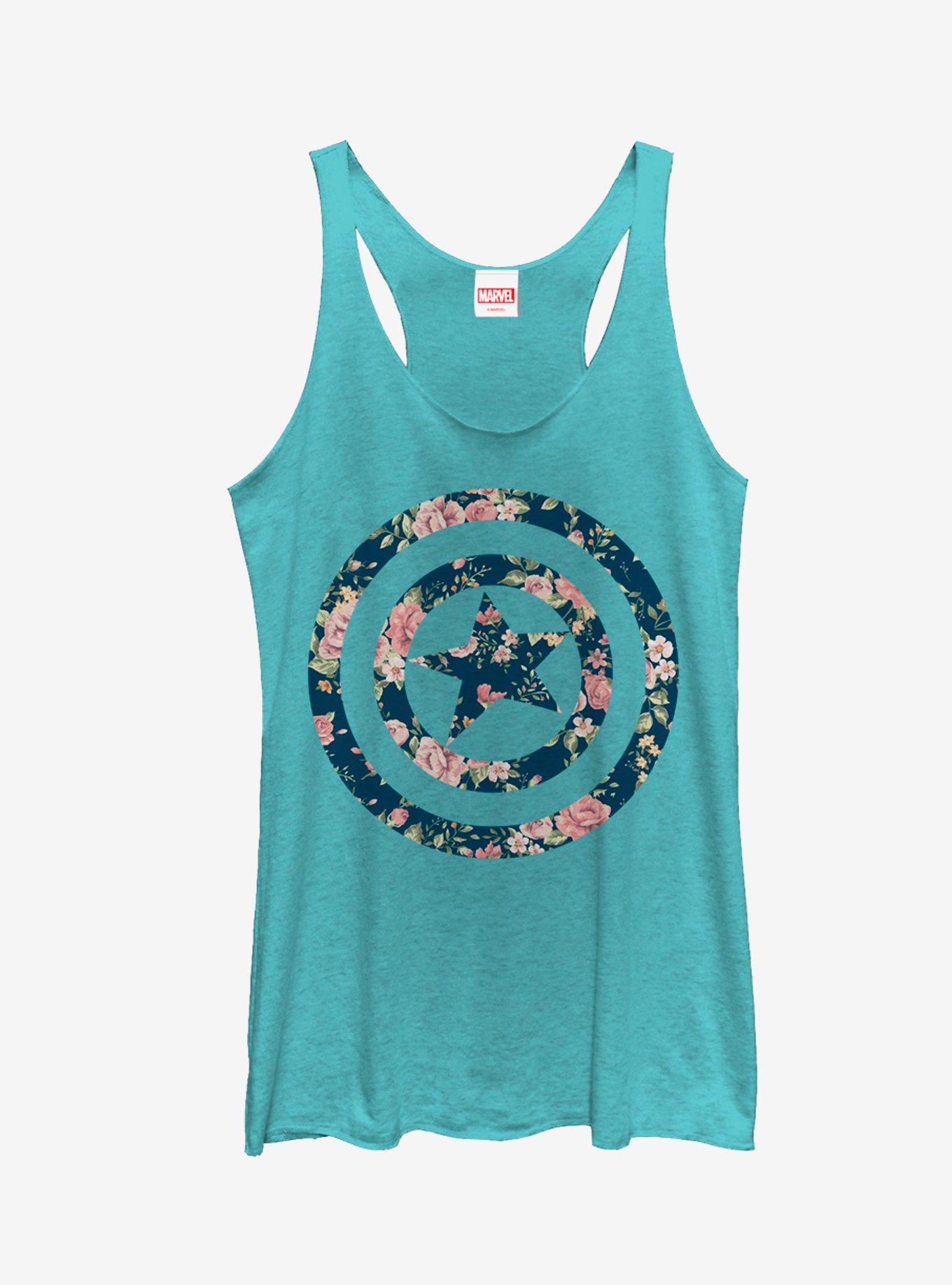 Marvel Captain America Floral Print Girls Tanks, , hi-res