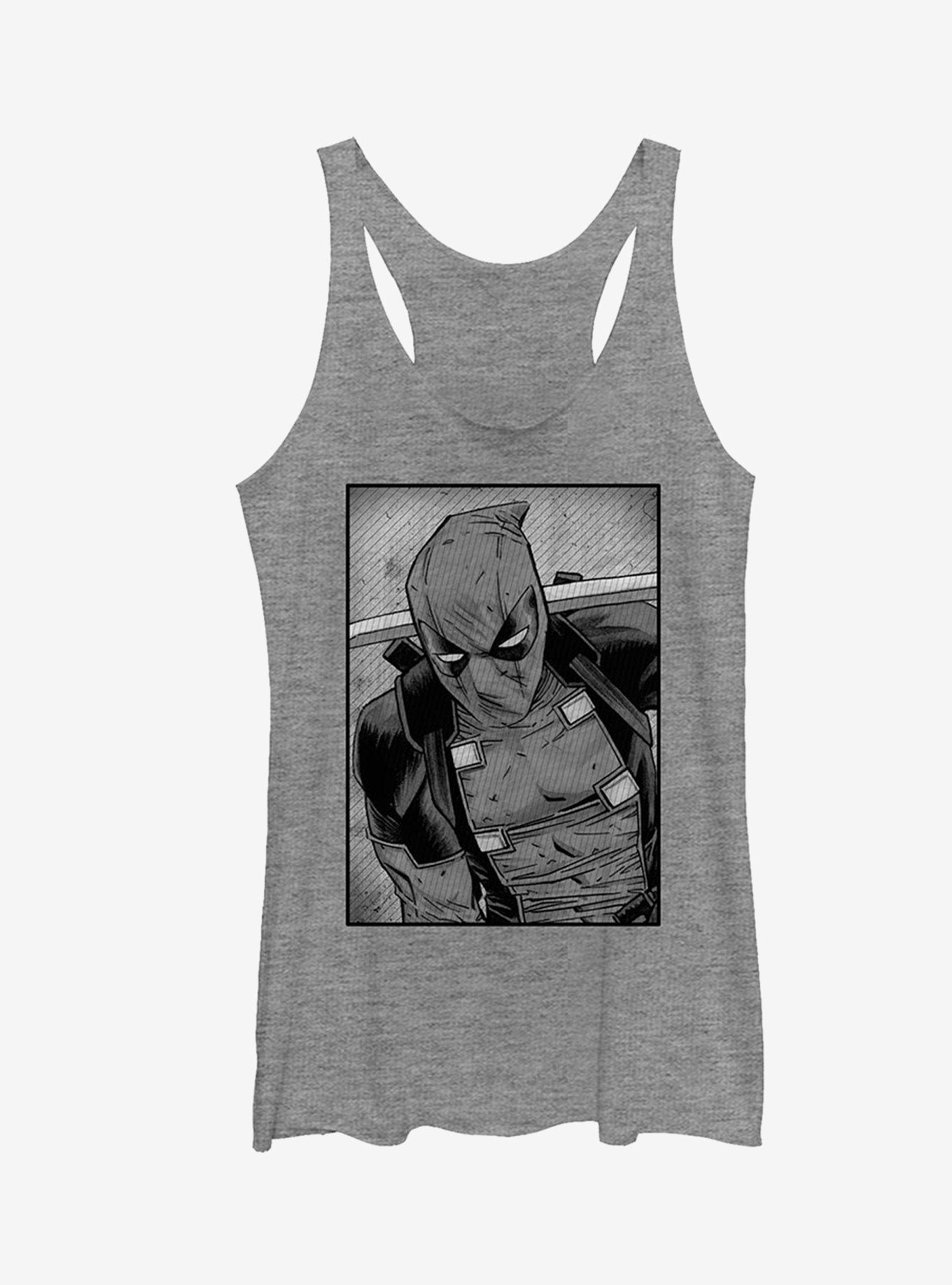 Marvel Deadpool Classic Grayscale Pose Girls Tank