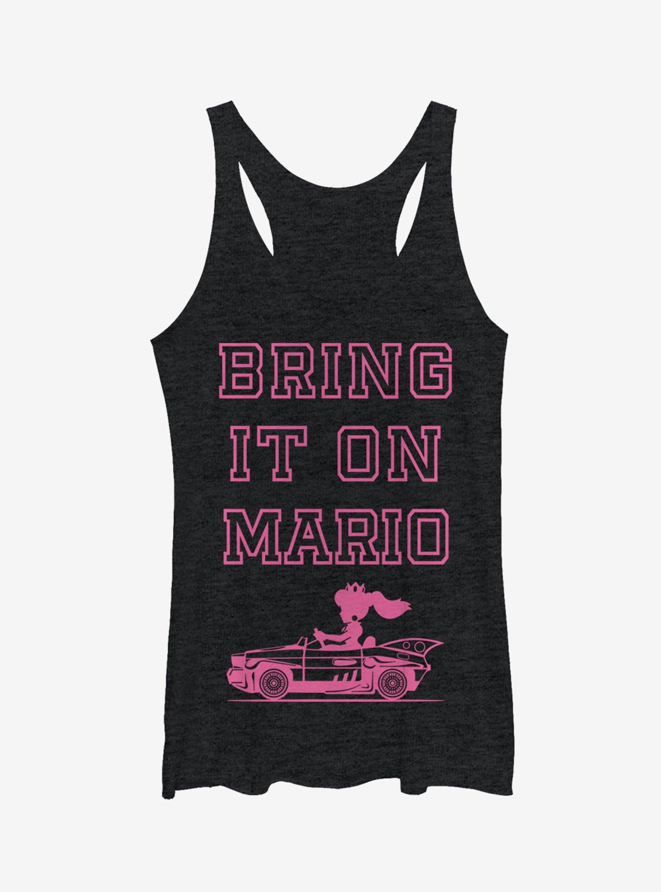 Super Mario Princess Peach Bring it On Girls Tanks, BLK HTR, hi-res