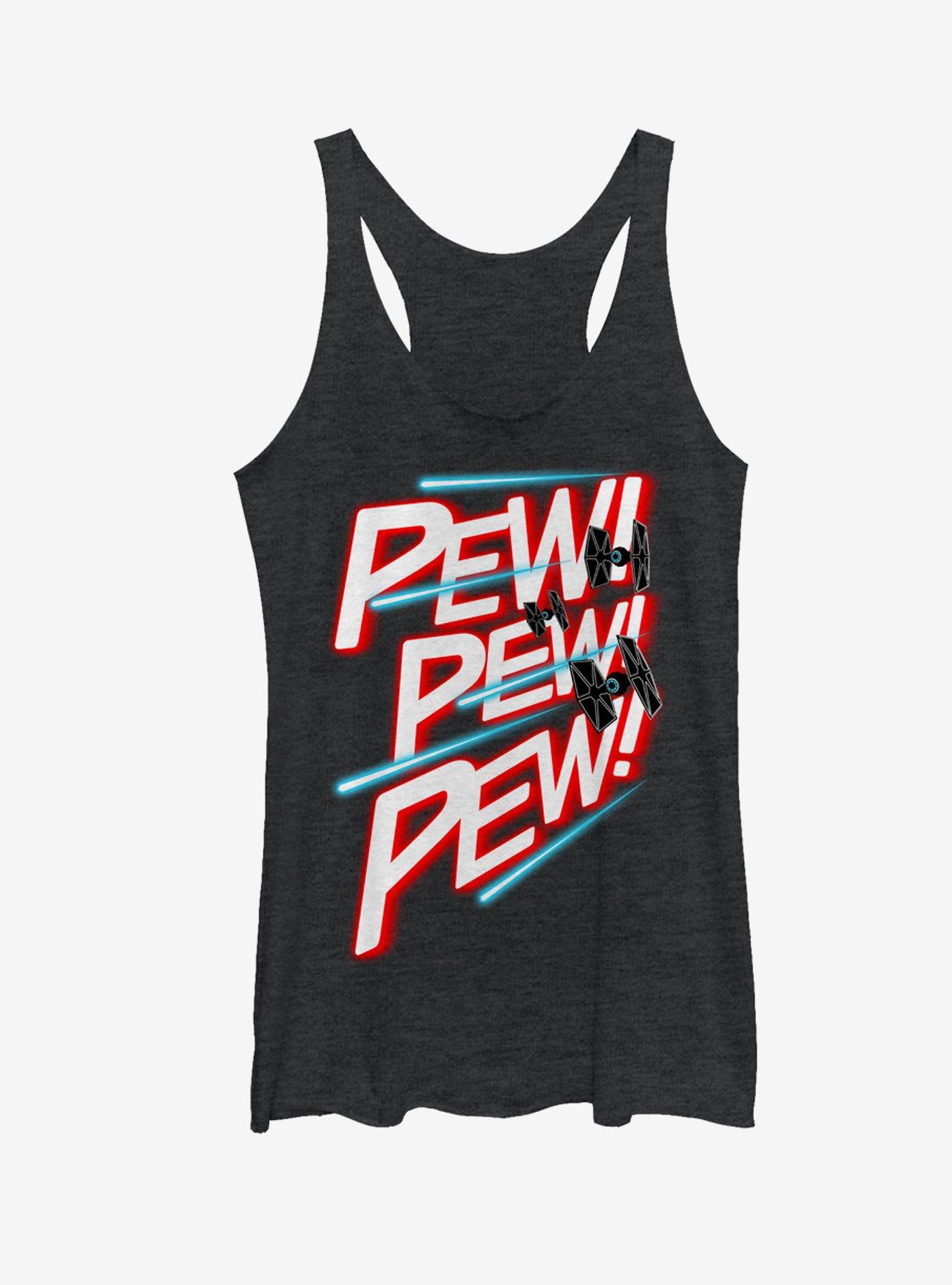 Star Wars TIE Fighter Pew Pew Pew Girls Tanks, BLK HTR, hi-res