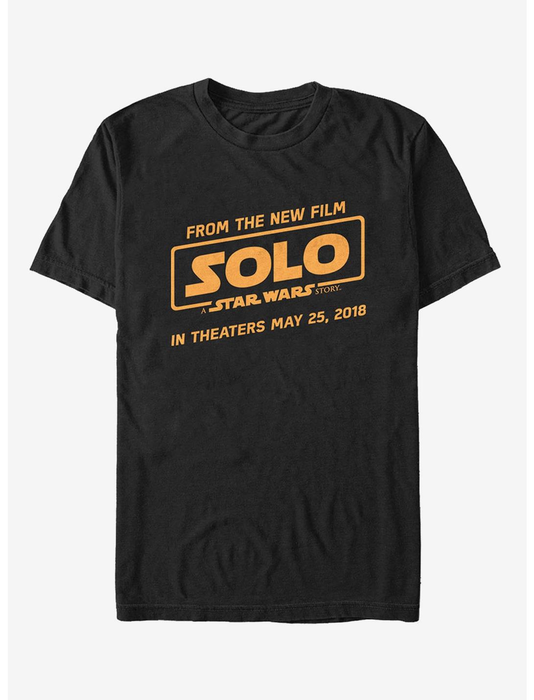 Star Wars Solo A Star Wars Story In Theaters Logo Text T-Shirt, BLACK, hi-res