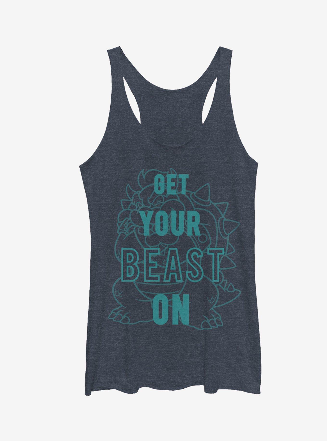 Nintendo Bowser Get Your Beast On Girls Tanks, NAVY HTR, hi-res