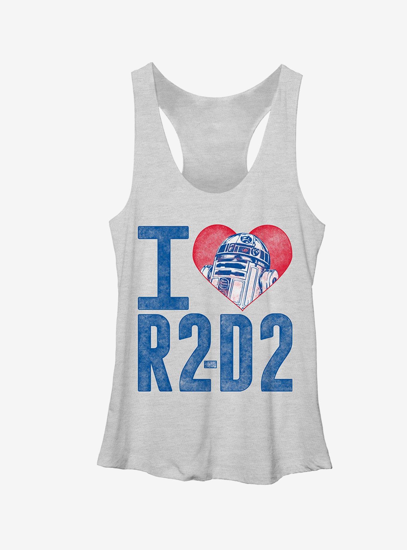 Star Wars I Love R2D2 Girls Tanks, WHITE HTR, hi-res