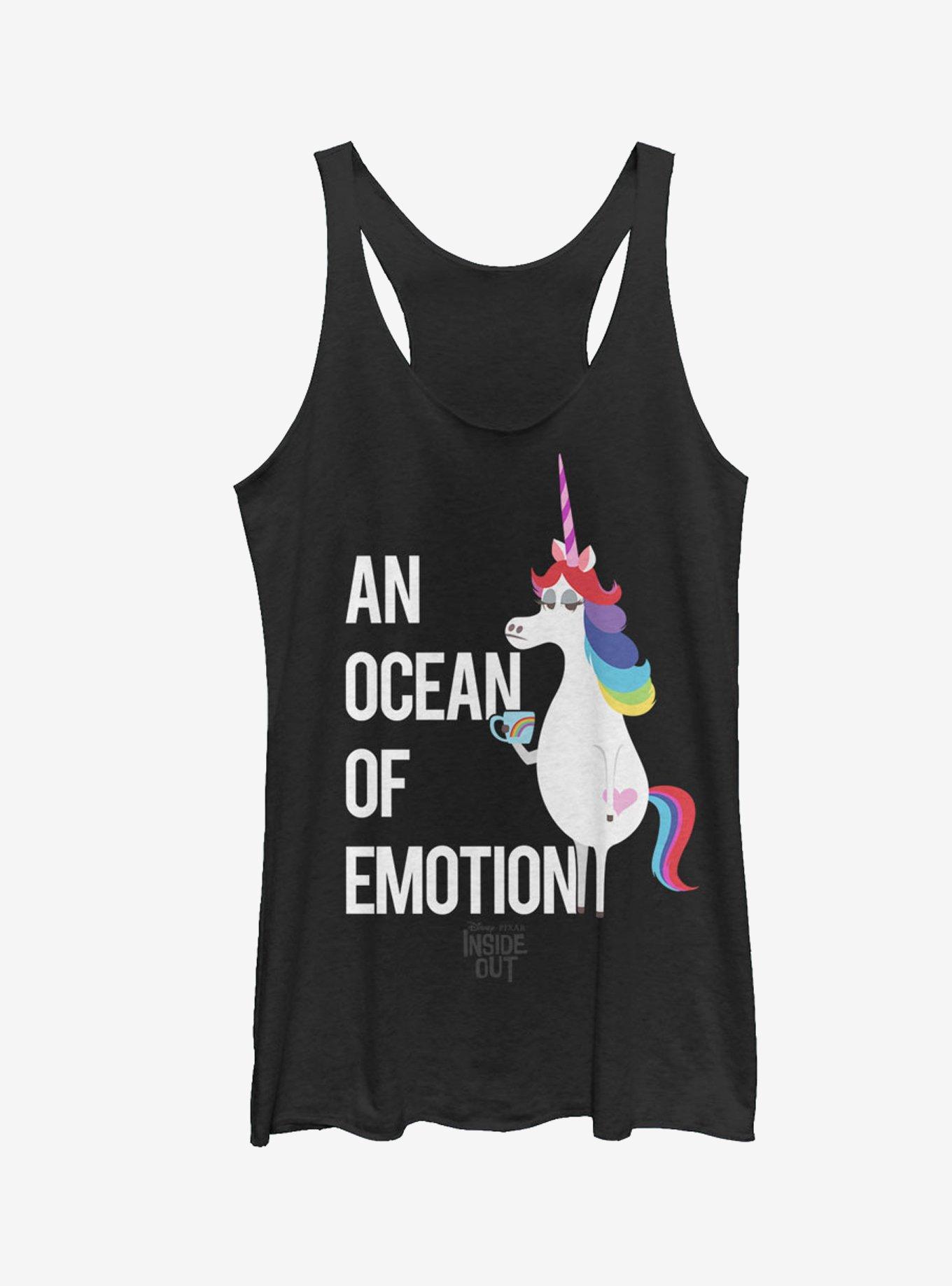 Disney Pixar Inside Out Rainbow Unicorn Ocean of Emotion Girls Tank, BLK HTR, hi-res