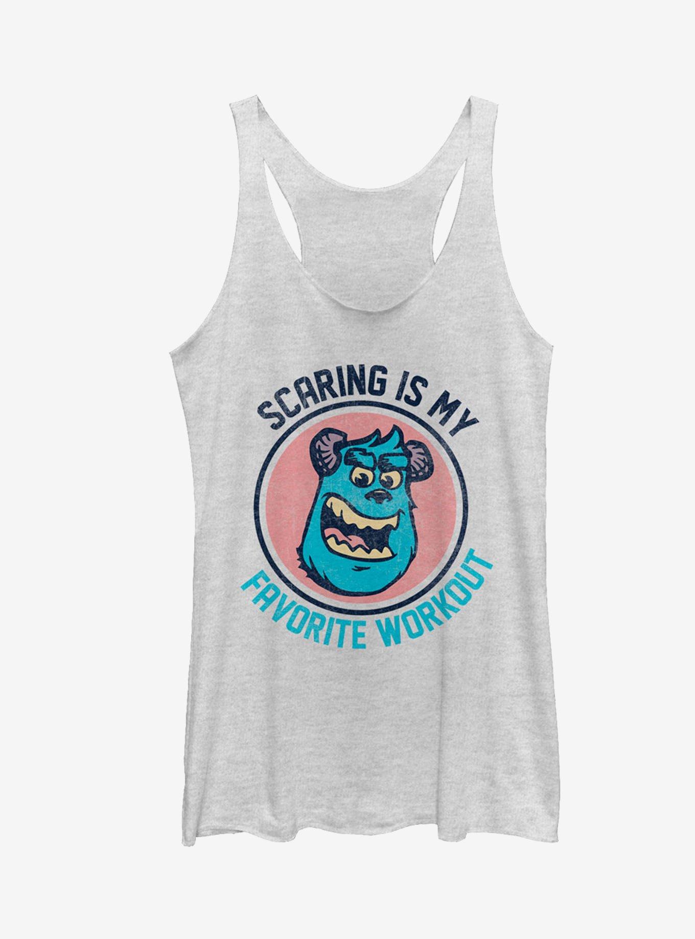 Monsters Inc. Sulley Scaring is My Favorite Workout Girls Tanks, WHITE HTR, hi-res