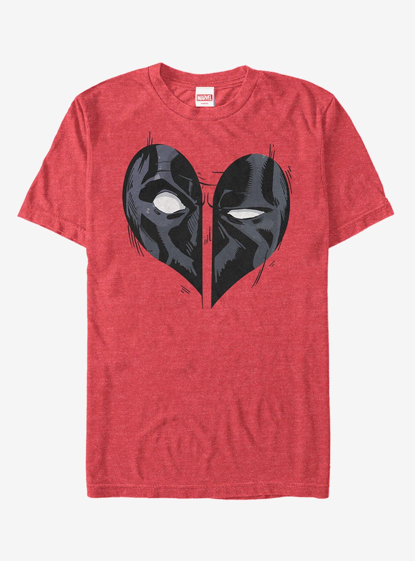 Marvel Deadpool Heart Mask T-Shirt, RED HTR, hi-res