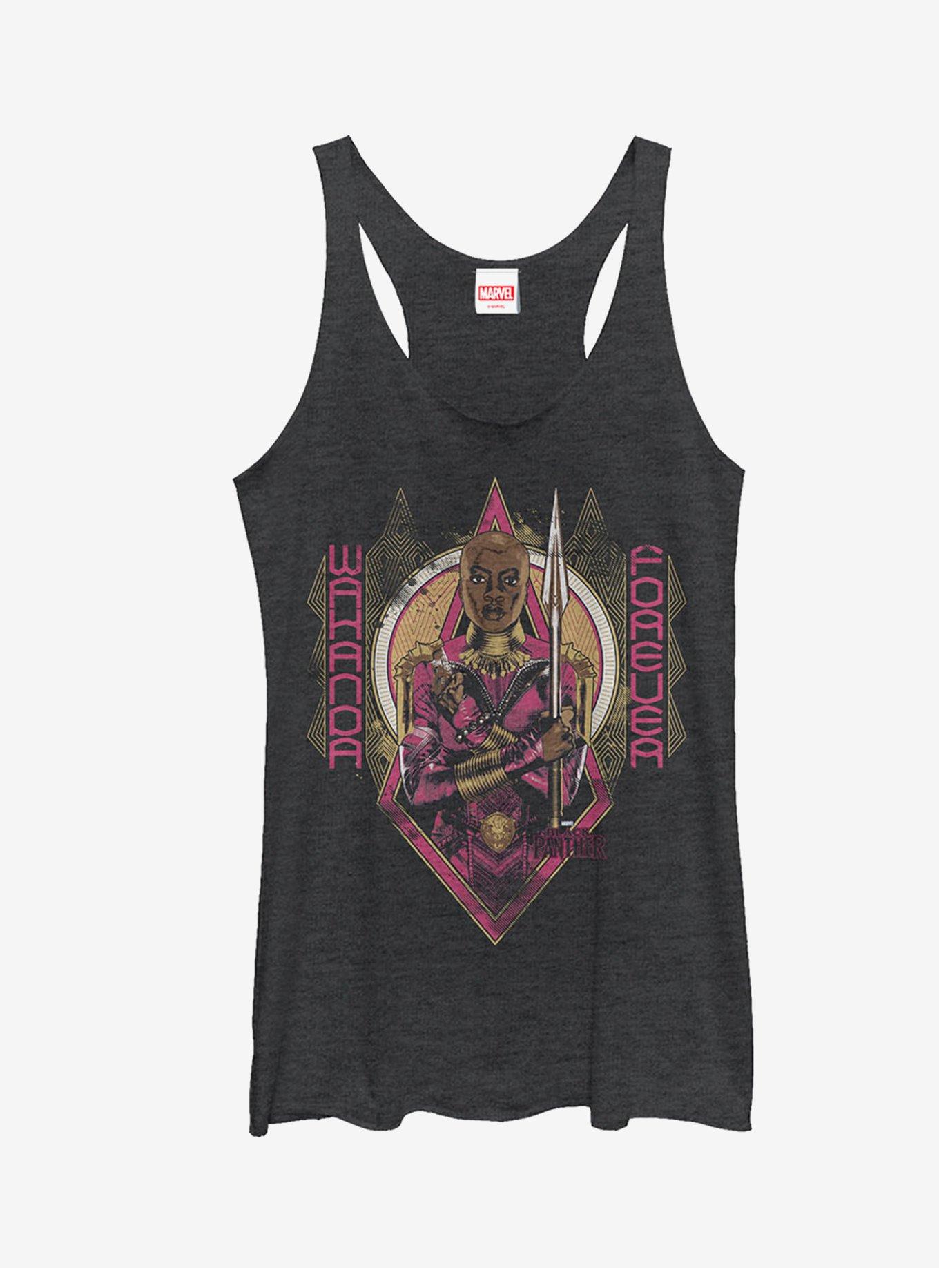 Marvel Black Panther 2018 Okoye Vintage Girls Tanks, BLK HTR, hi-res