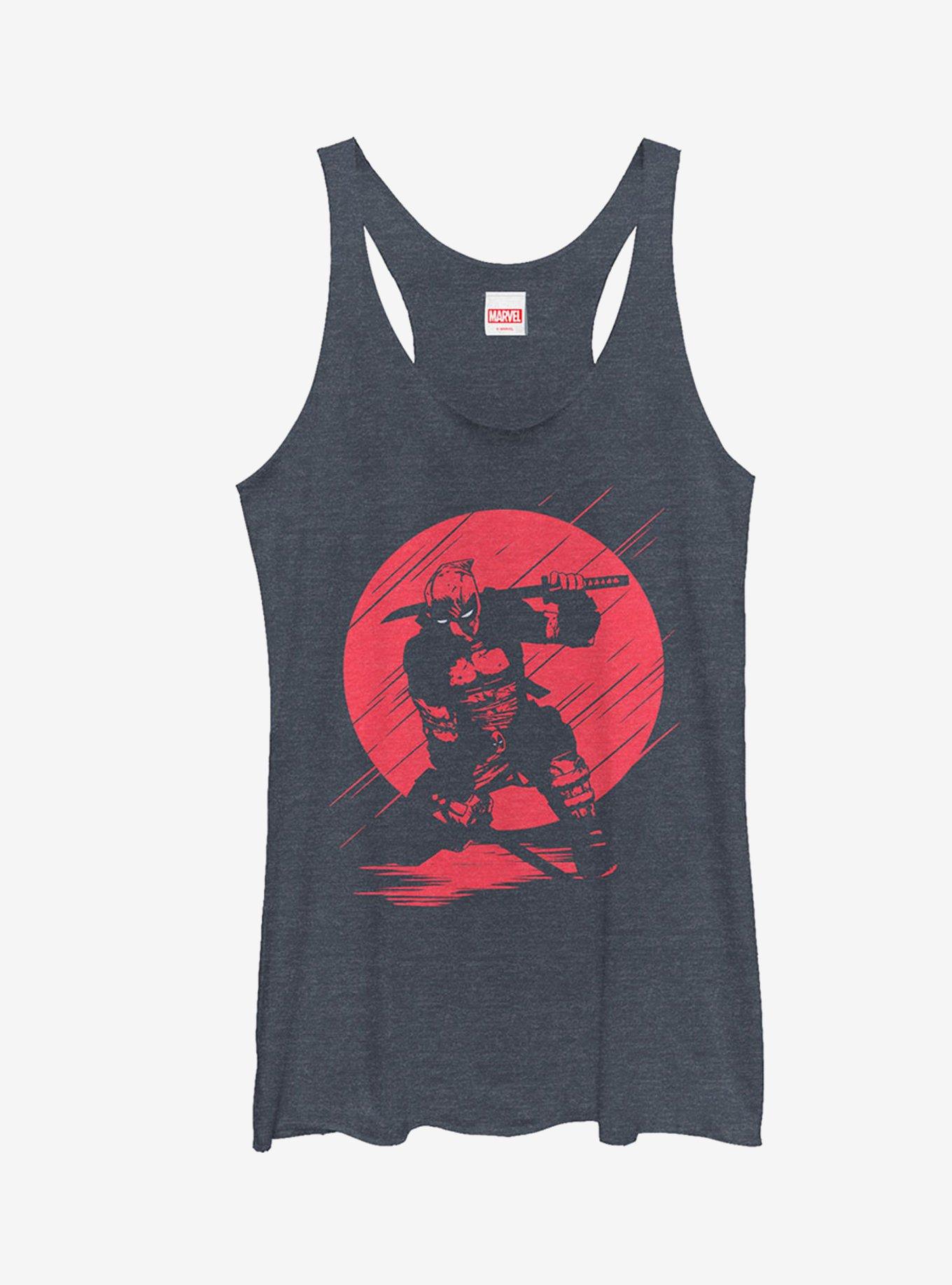 Marvel Deadpool Sunset Pose Girls Tank, NAVY HTR, hi-res