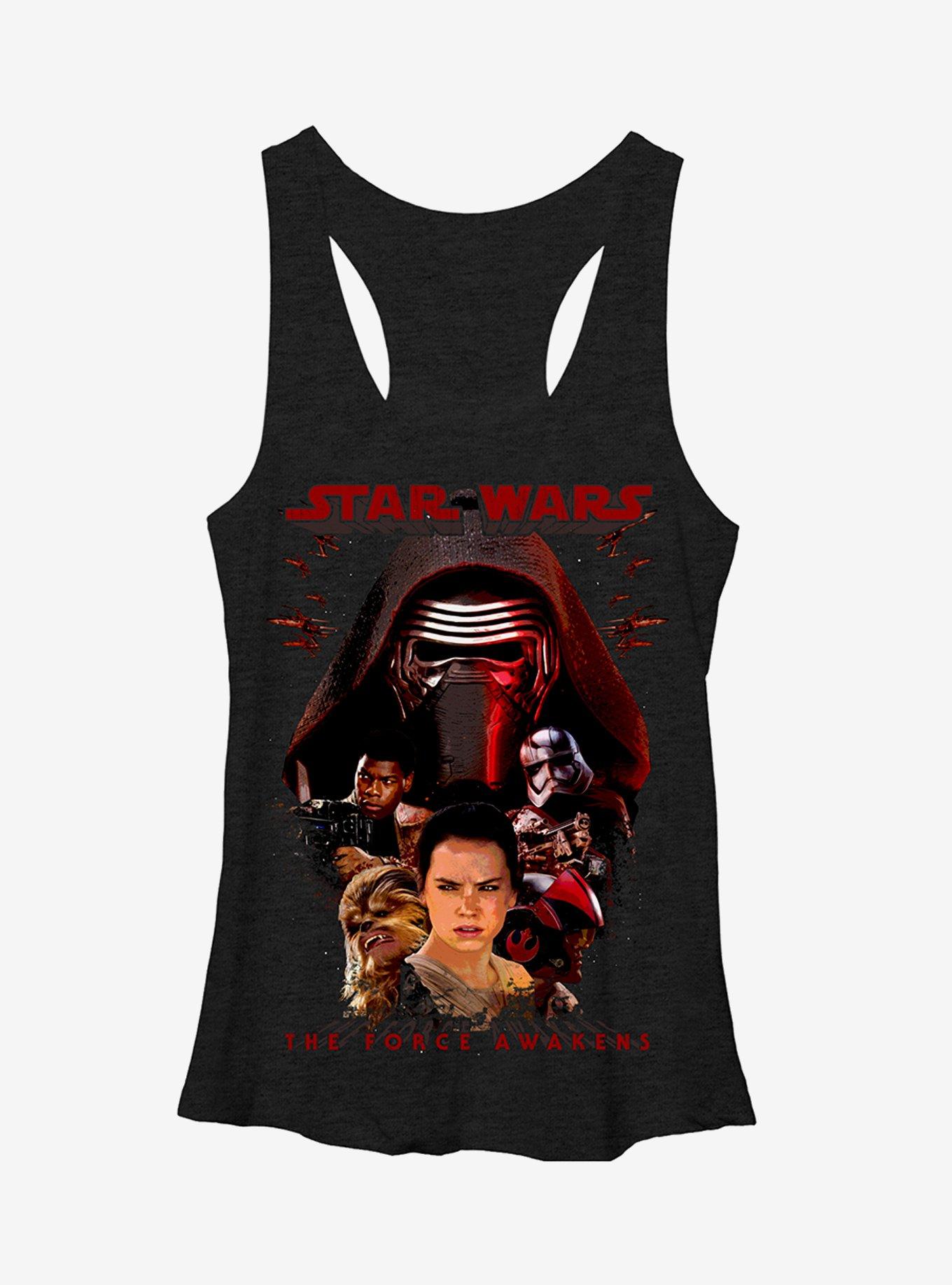 Star Wars Episode VII Kylo Ren and Rey Girls Tanks, BLK HTR, hi-res