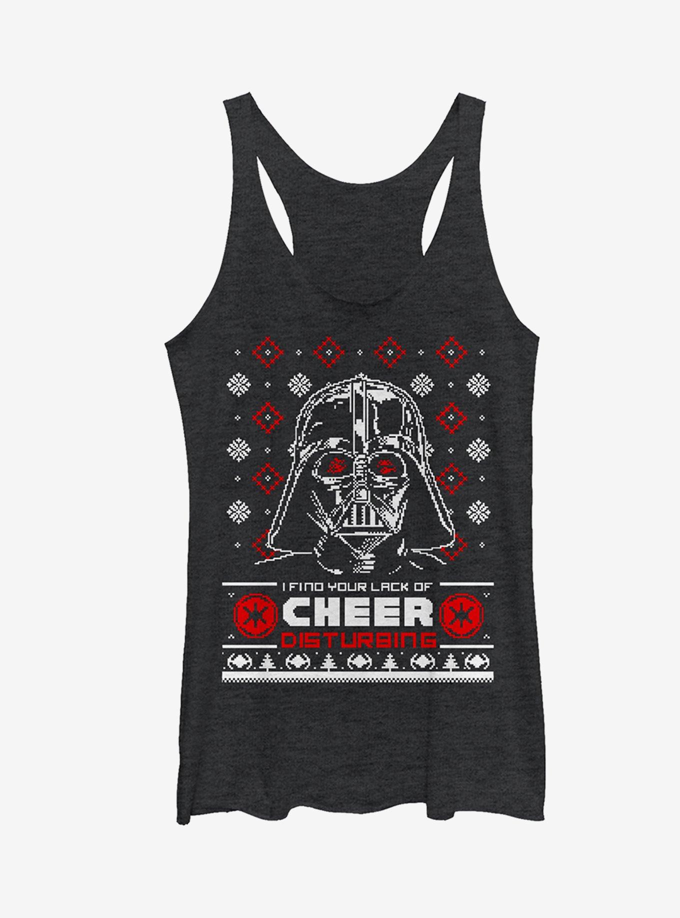 Star Wars Ugly Christmas Lack of Cheer Snowflake Girls Tanks, BLK HTR, hi-res