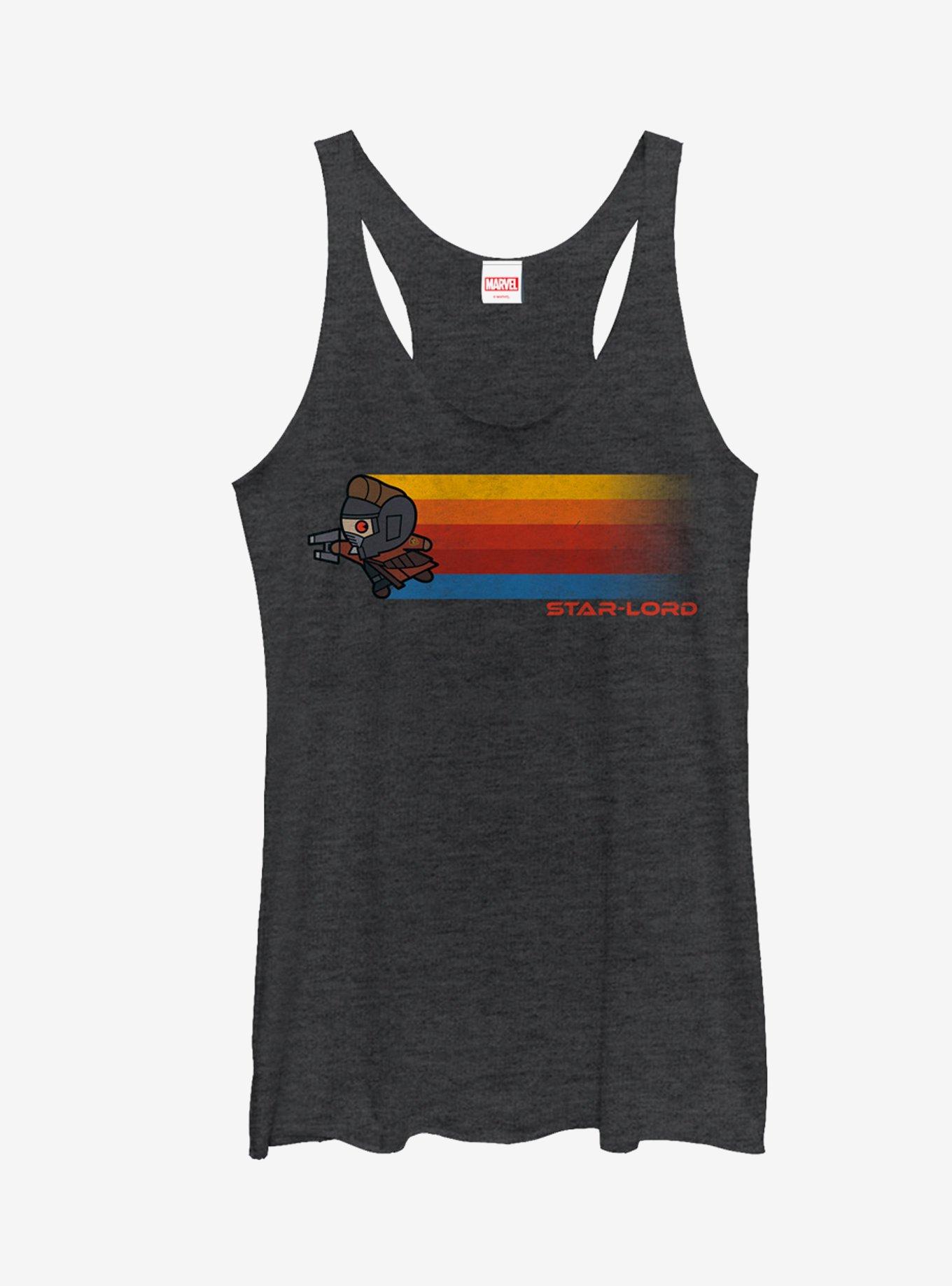 Guardians Of The Galaxy Guardians Galaxy Star-Lord Kawaii Rainbow Girls Tanks, BLK HTR, hi-res