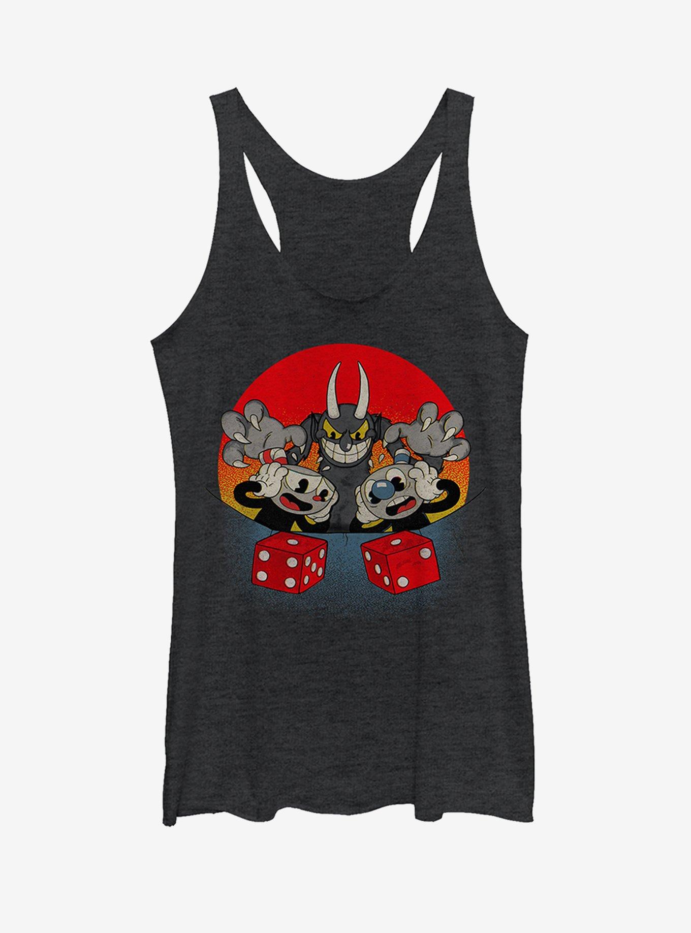 Cuphead Snake Eyes Girls Tank, BLK HTR, hi-res