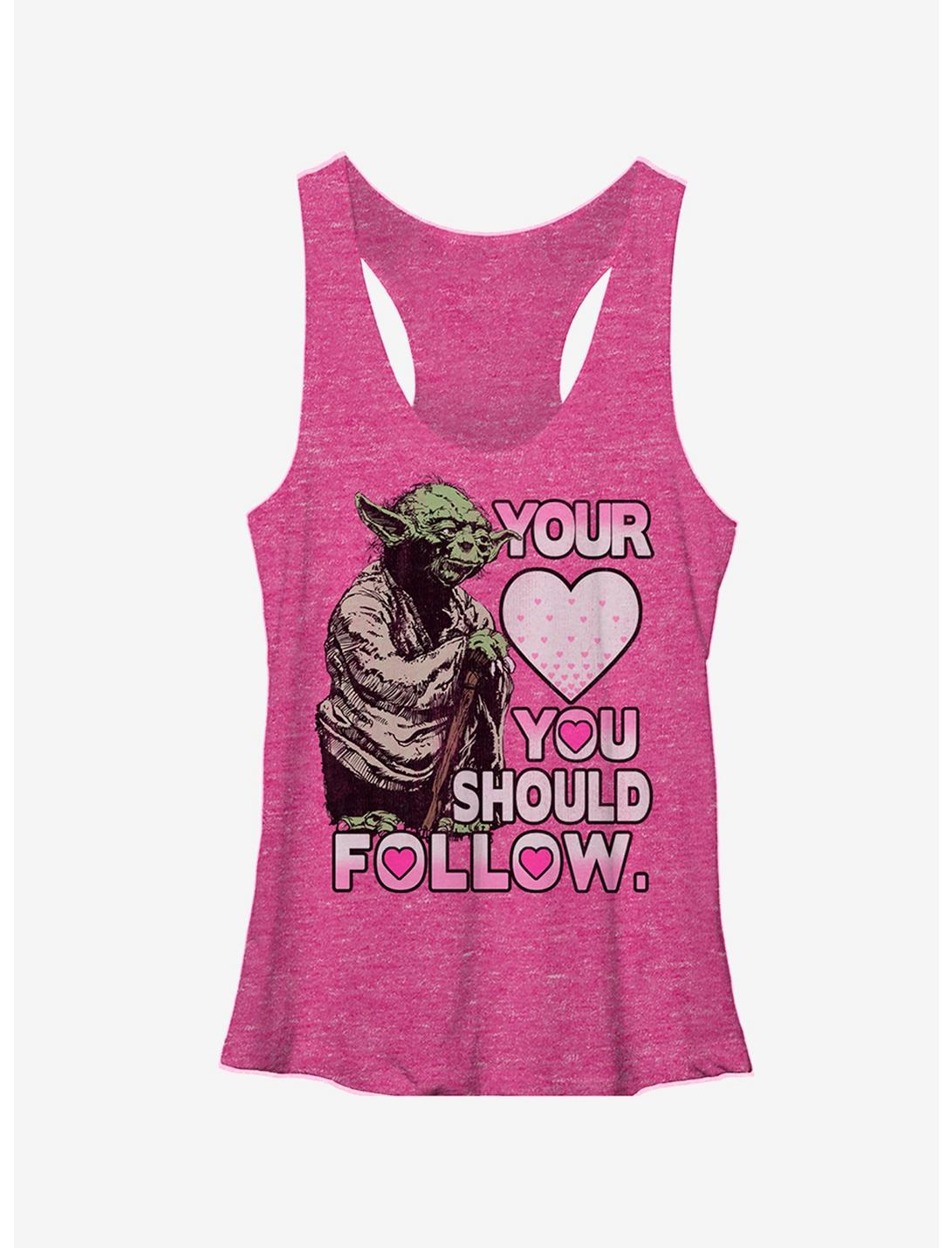 Star Wars Yoda Follow Your Heart Girls Tanks, PINK HTR, hi-res