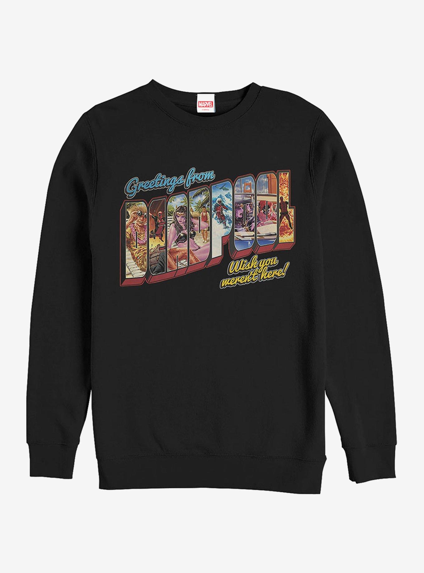 Marvel Deadpool Greetings From Vacation Girls Sweatshirt, BLACK, hi-res