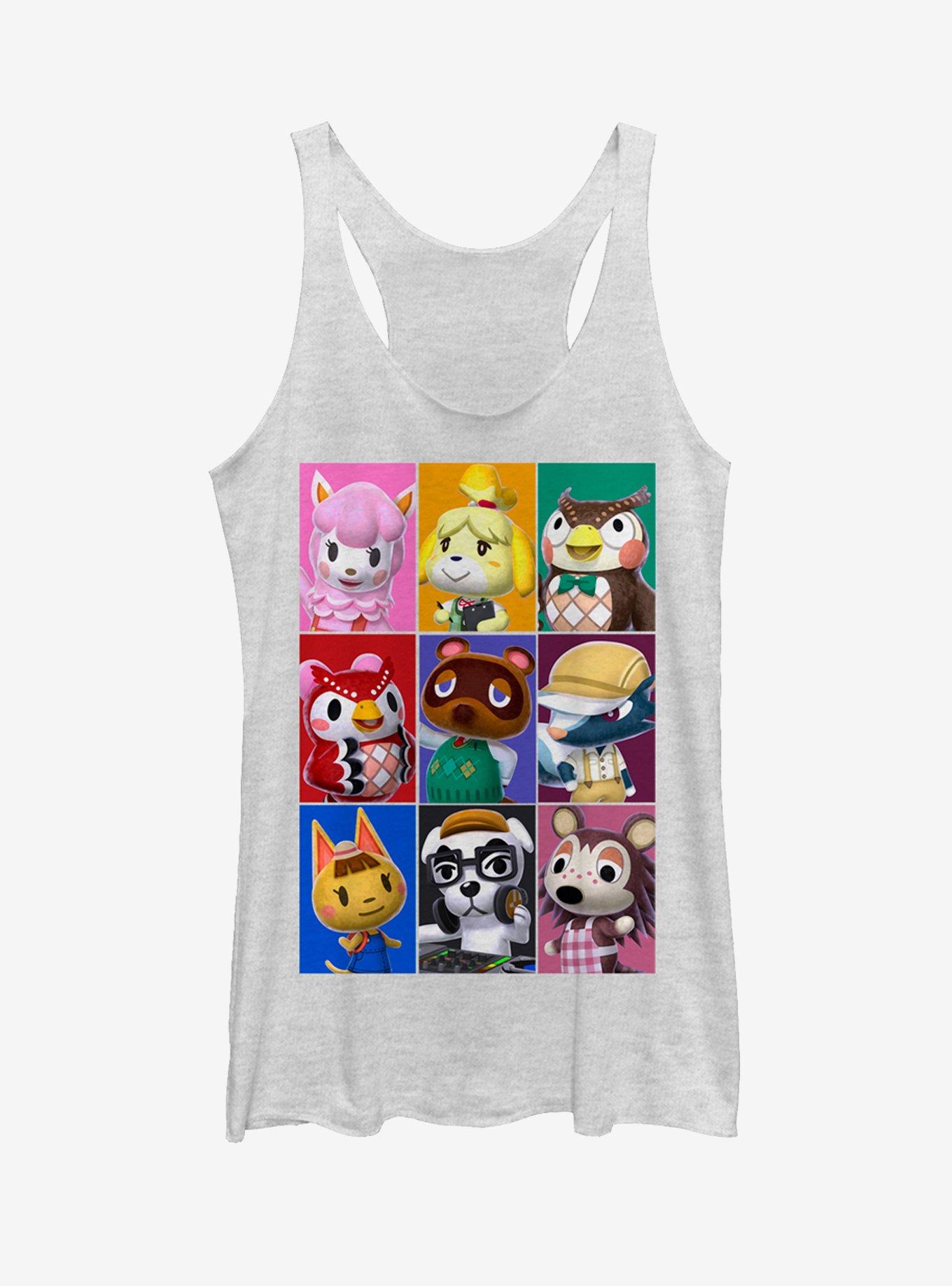 Nintendo Animal Crossing Characters Girls Tanks, WHITE HTR, hi-res