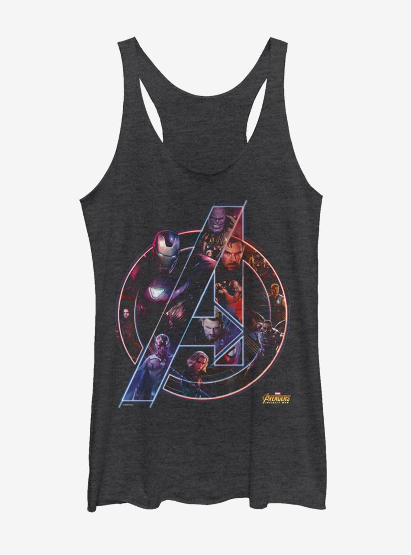 Marvel Avengers: Infinity War Logo Girls Tanks, BLK HTR, hi-res