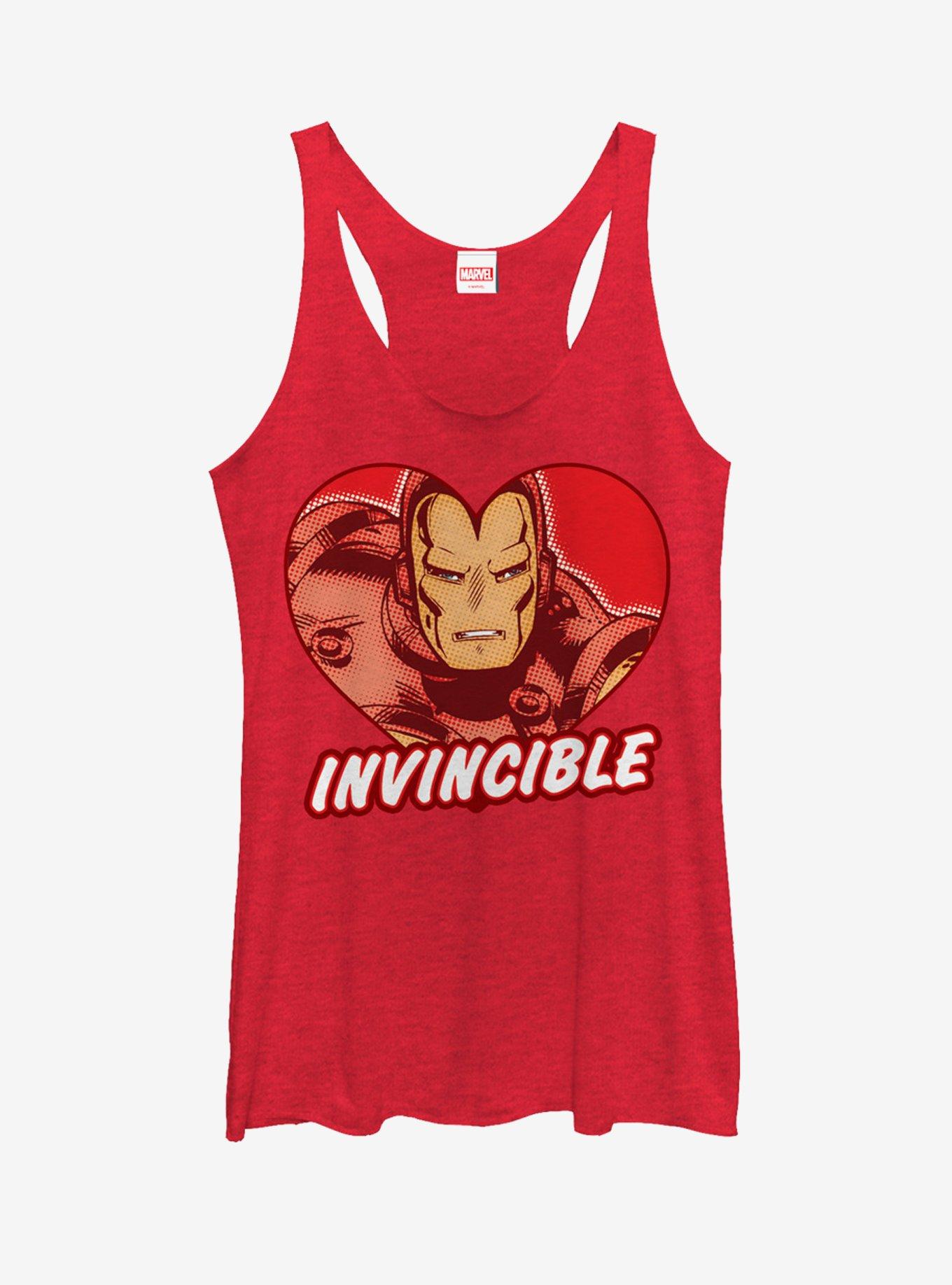Marvel Iron Man Invincible Heart Girls Tanks, RED HTR, hi-res