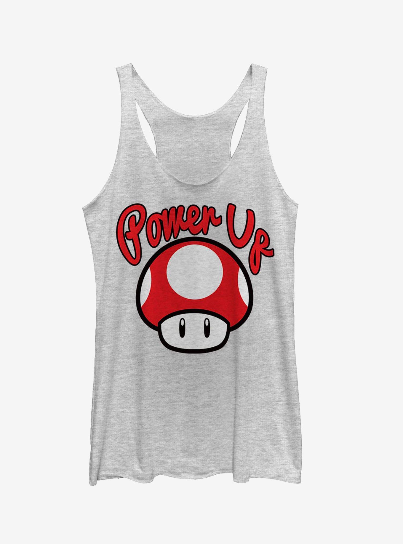 Super Mario Power Up Mushroom Girls Tanks, WHITE HTR, hi-res