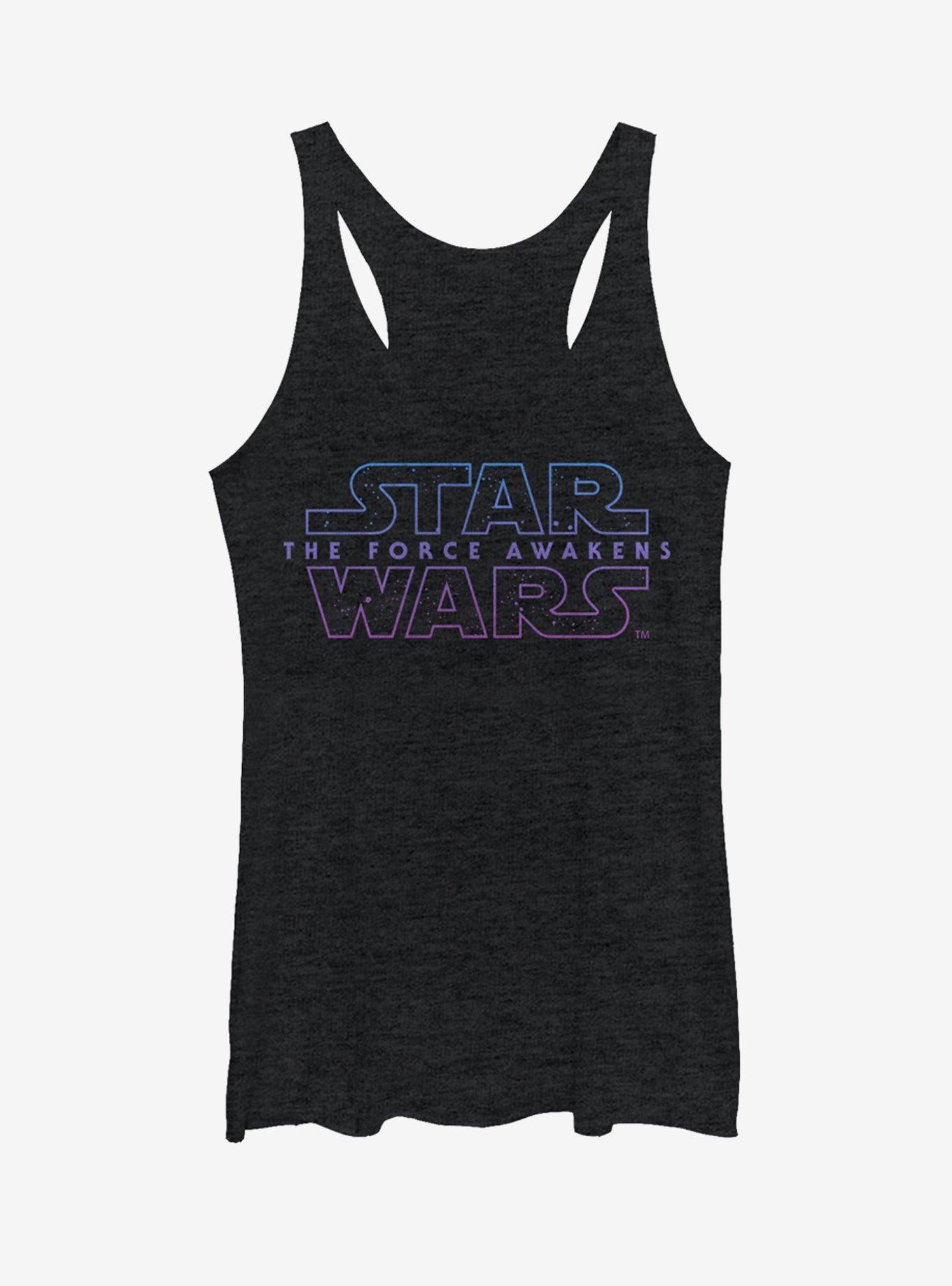 Star Wars Episode VII The Force Awakens Starry Logo Girls Tanks, BLK HTR, hi-res