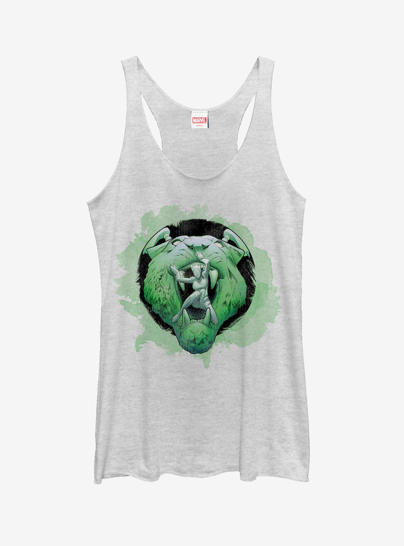 Marvel White Tiger Watercolor Print Girls Tanks, WHITE HTR, hi-res