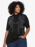 Fantastic Beasts: The Crimes of Grindlewald Flocked Thestral Mock Neck Girls T-Shirt Plus Size, BLACK, hi-res