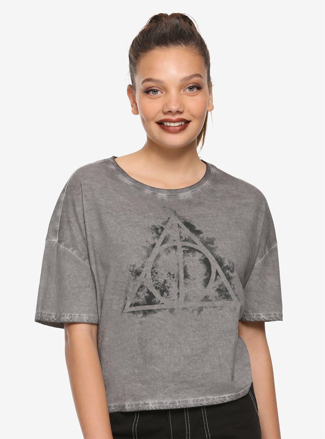 Fantastic Beasts: The Crimes Of Grindelwald Deathly Hallows Lace-Up Girls Crop Top Hot Topic Exclusive, BLACK, hi-res