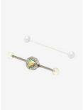 14G Steel White & Iridescent Triangle Industrial Barbell 2 Pack, , hi-res