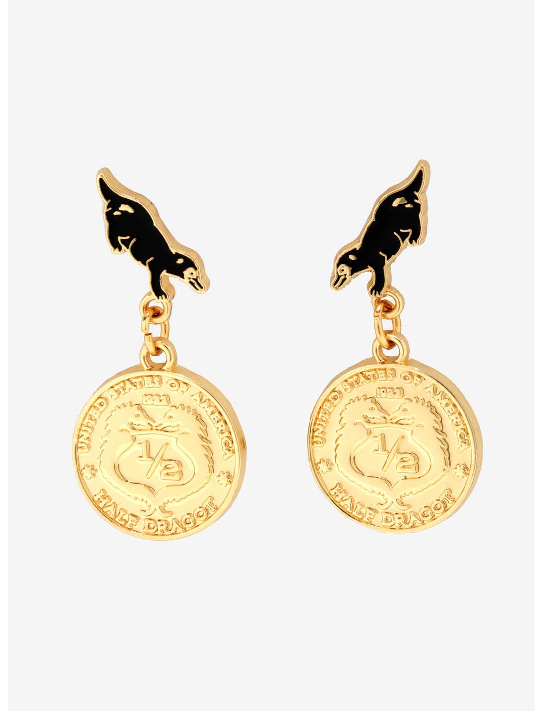 Fantasic Beasts: The Crimes Of Grindlewald Niffler Coin Earrings - BoxLunch Exclusive, , hi-res