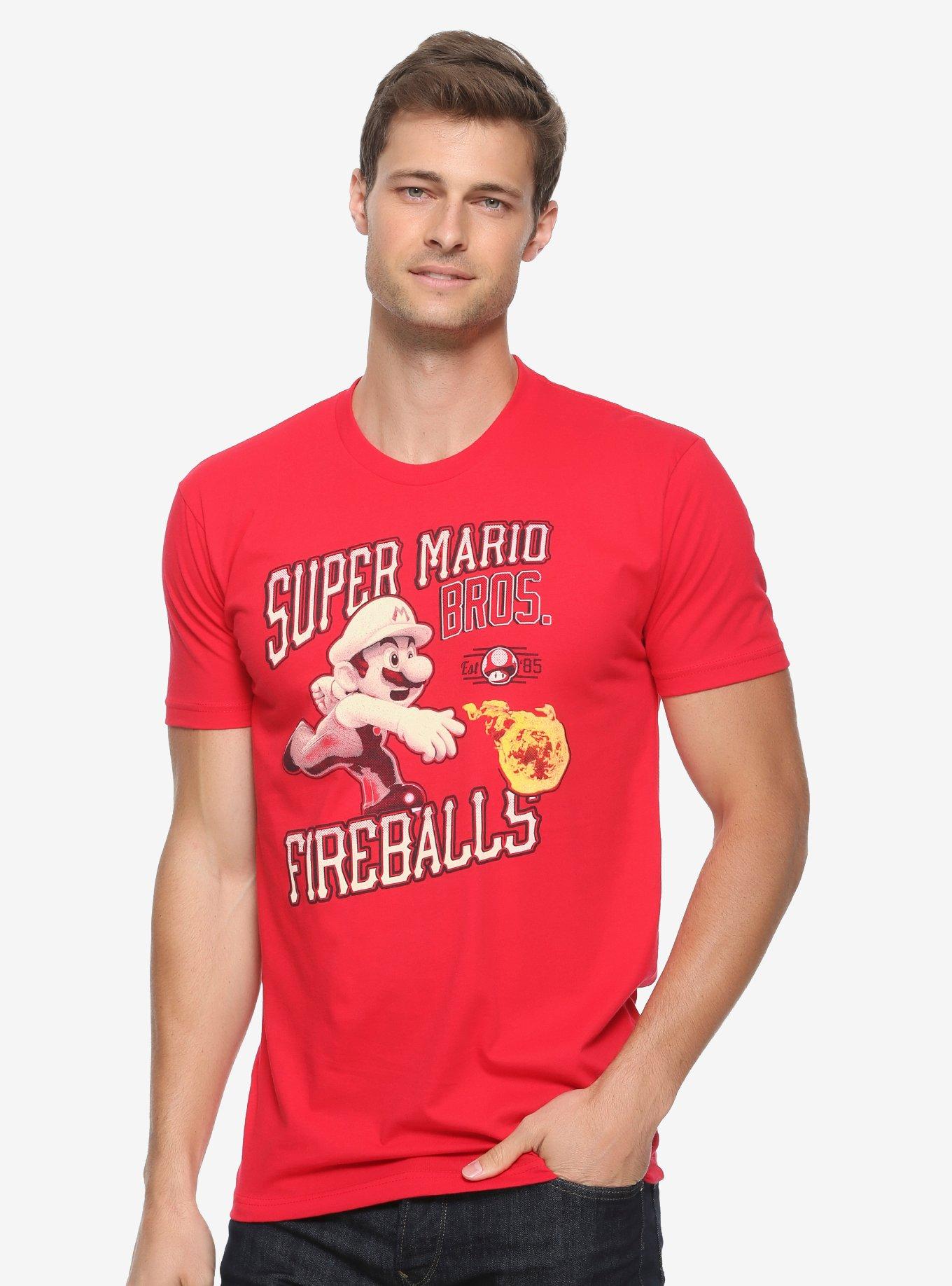 Nintendo Super Mario Bros. Fireball Pitch T-Shirt - BoxLunch Exclusive, RED, hi-res
