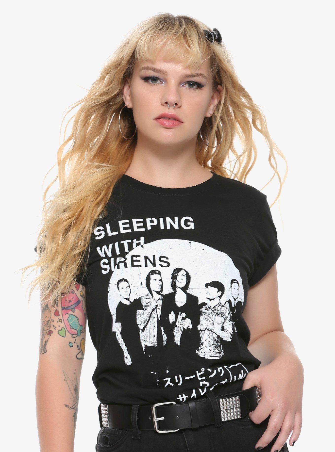 Sleeping With Sirens Kanji Girls T-Shirt, BLACK, hi-res