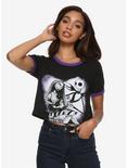 The Nightmare Before Christmas Jack & Sally Girls Cropped Ringer T-Shirt, BLACK, hi-res